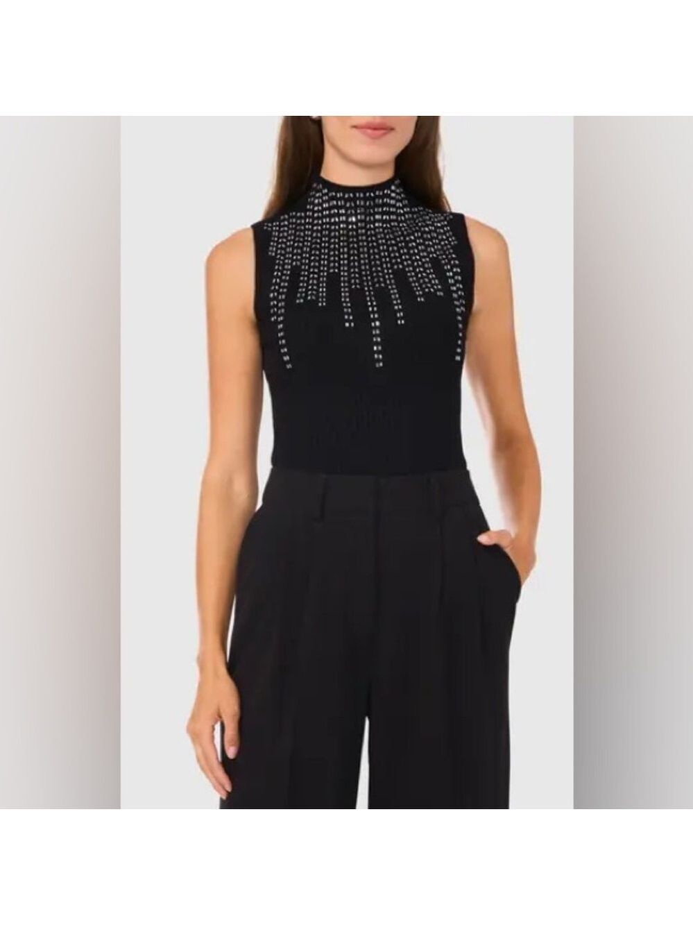 Halogen Rhinestone Embellished Sleeveless Funnel Neck Sweater - size xxl - NWT